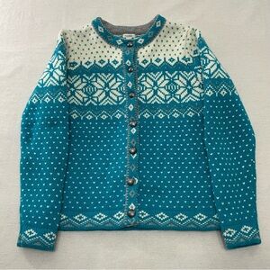 LL Bean Women’s Lamb Wool Knit Nordic Button Cardigan Sweater Medium #258838